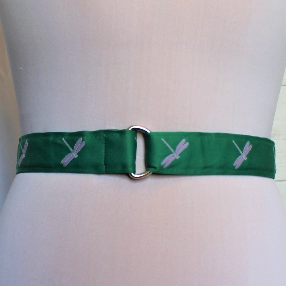 Pink and Green Dragonfly Ribbon Belt